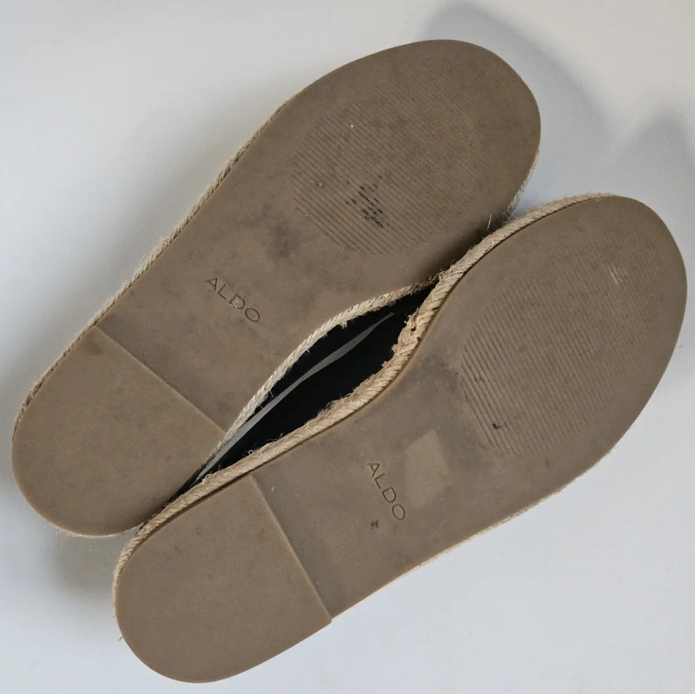 ☆ ALDO Black Leather Espadrille Slip Ons